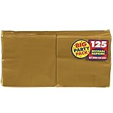 Amscan Big Party Pack Gold Beverage Napkins | Pack of 125 | Party Supply