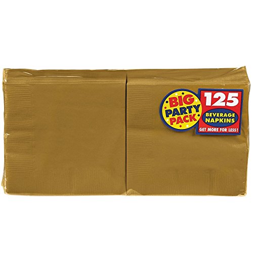 Amscan Gold Big Party Pack - Beverage Napkins (125)