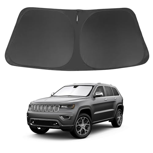 Windshield Sun Shade Fit for 2011-2021 Jeep Grand Cherokee Accessories (NOT for Grand Cherokee L & Jeep Cherokee) Foldable Window Sunshade
