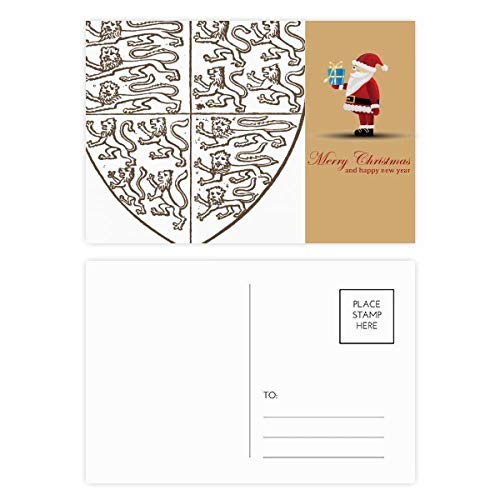 Cartes postales baroque lion et Père Noël en noir et blanc | Lot de 20
