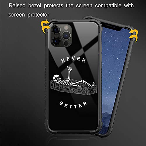 Iphone 13 Pro Max Case, Never Better Skeleton Iphone 13 Pro Max Cases, Tempered Glass Back+Soft Silicone Tpu Shock Protective Case For Apple Iphone 13 Pro Max #TOP2