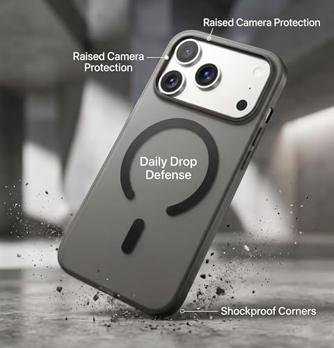 Image of amazon basics Luxury Paper Thin Case Cover for iPhone 17 Pro | Matte Finish | Compatible with magsafe | (Black, iPhone 17 Pro)