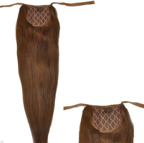20 Inch Remy Ponytail Clip In Human Hair Extensions 80g #06 Dark Chestnut Brown