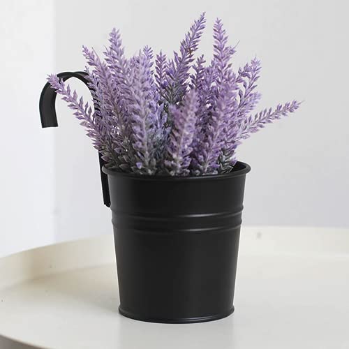 Xzjmy 5 Pcs Hanging Flower Pots Metal Iron Bucket Planter Pot Metal Bucket Flower Holder With Hook Indoor Outdoor Decor For Railing Fence Balcony Garden (Black) #TOP2