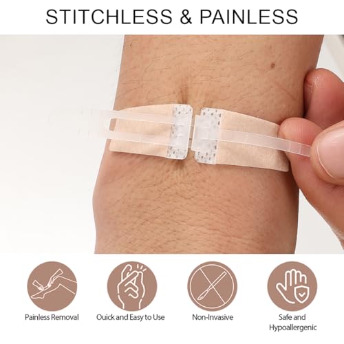 Wound Closure Strips 6Pcs Emergency Laceration Closures Sutures Butterfly Bandaids Without Stitches Butterfly Bandages for Hiking Camping Survival Outdoor