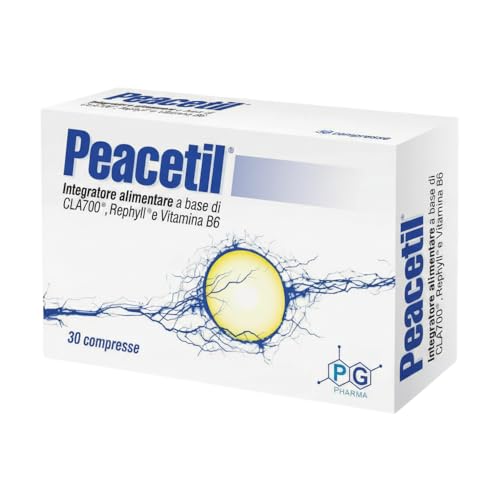 Peacetil | Integratore 100% naturale per nervi infiammati, neuropatie e fibromialgia | con L-Acetilcarnitina, Curcumina, Beta-Cariofillene e Vitamina B6 | 30 compresse
