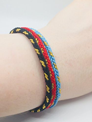 Tibetan Buddhist Handmade Lucky Knot Rope Bracelet (Set of 3 - Light Blue, Red, Black)