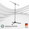 K&M König & Meyer 21090.500.55 Tripod Microphone Stand | Adjustable Telescoping 2-Piece Boom Arm | Professional Grade | Heavy Duty with Folding Leg Base | German Made Black #3