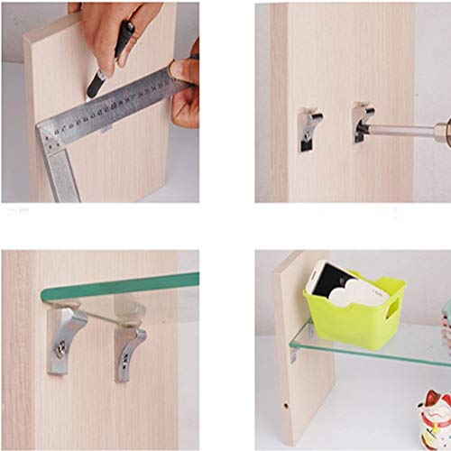 Glass Shelf Bracket, Tiberham 12 Pcs Zinc Alloy Polished Chrome Right Angle Shelf Support Fixing Clip With Suction Cup Base, Wall Mounted Glass Support Pegs Corner Brace Board Holder #TOP3