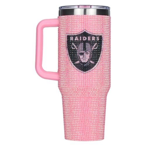 Image of The Memory Company Officially Licensed 40oz Pink Bling Game Day Tumbler, Las Vegas Raiders