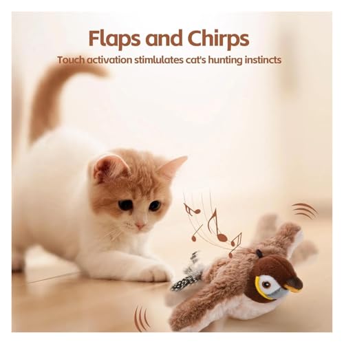YUEMOL Brinquedos Para Gatos Brinquedo interativo do gato do pássaro, pássaro batendo recarregável d