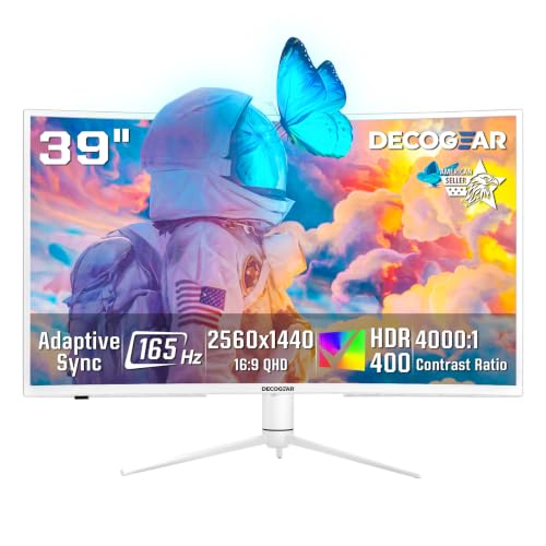 Image of Deco Gear 39 Curved Ultrawide Gaming Monitor, 2560 x 1440, HDR400, 165 Hz, 99% sRGB, HDMI 2.0, DP 1.4 Limited White Edition - Exclusive