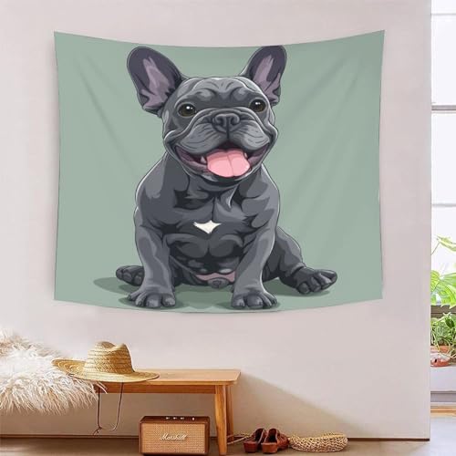 Tapisserie murale bouledogue français impression 3D relief poster tissu lavable grand format