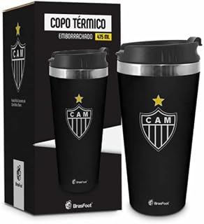 Copo Térmico Inox Emborrachado Atlético Galo Oficial 450ml Presente Brasfoot