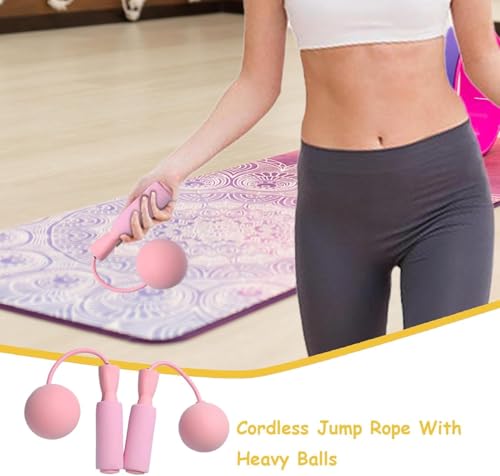 Image of Wireless Cordless Jump Rope for Men & Women - Adjustable Skipping Rope with Weighted Balls | No Tangle Indoor Workout for Cardio, Fat Burn, Weight Loss & Fitness Training (Blue)