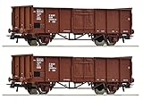 Mit langem Radsatzstand Roco 77035 H0 2er-Set Offene Güterwagen der DR