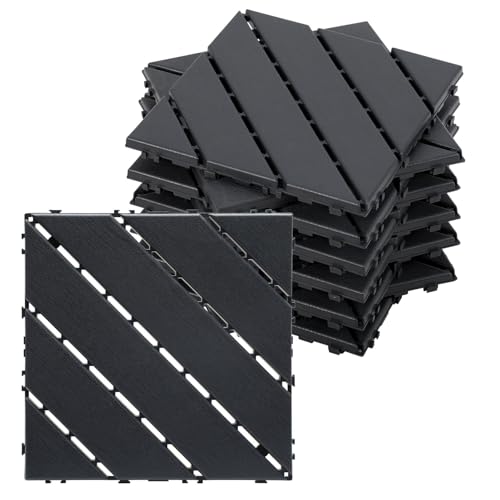 ISOISL Piastrelle per terrazze in polipropilene, 30 x 30 cm, 4 m² (44 pezzi) con sistema a clic e drenaggio, spessore 2 cm, resistente alle intemperie e facile da pulire, per terrazza, balcone