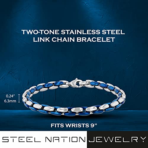 Pulsera de Cadena Bicolor para Hombre 9" Acero Inoxidable miniatura 3