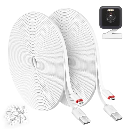 2 Pack 25FT Power Extension Cable Compatible with WyzeCam Wyze Cam v4 WyzeCam Pan WYZE Cam OG KasaCam Indoor NestCam Indoor Blink Cloud Cam Waterproof USB to Micro USB Durable Charging Cable