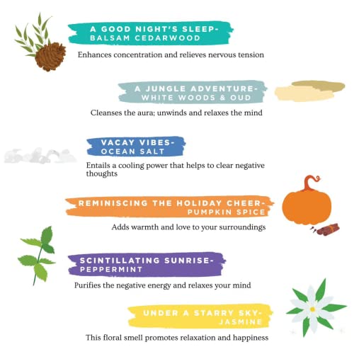 Folkulture Incense Sticks - Set Of 6 Insenses (120 Sticks) For Relaxation - Balsam Cedarwood, Jasmine, White Woods & Oud, Ocean Salt, Pumpkin Spice, Peppermint - Farmhouse Gift Set To Unwind #TOP5