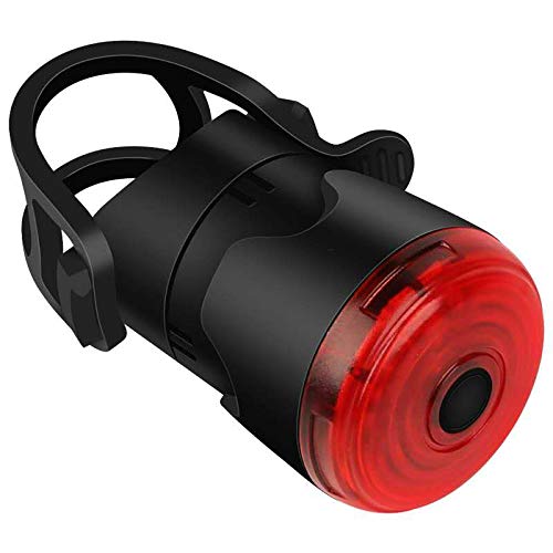 E-More Luz Trasera Bici Compacta, Luz Trasera de Bicicleta Inteligente Recargable USB, LED Luz Bicicleta USB Recargable con 6 Modos Fijos e Intermitentes