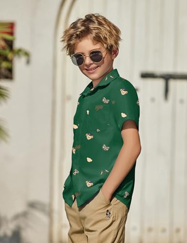 Image of Arshiner Boys Short Sleeve Dress Shirts Solid Button Down Shirts | formal Uniform School Shirt, for 4-12 Years, Hidden Buttons, with Chest Pocket, Regular Fit, Summer Tee top for Kids