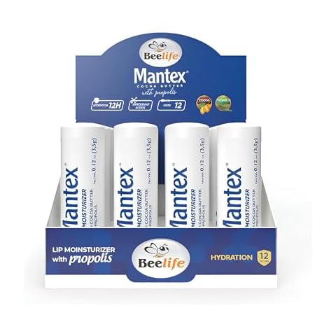 Beelife Propolis, Cupuaçu, Cocoa Butter Lip Balm- Chapstick Total Hydration, 12 Hrs Protection & Antioxidant- Natural Healing Properties, Lip Butter for Dry Cracked Lips (3.5 gr./ 0.12 Oz.)-12 Pack Cover