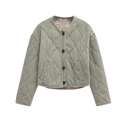 Fnfmrfmr Women’s Large Cropped Warm Padded Coat in Chic Solid Color