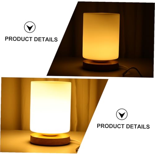 Lámpara de noche cilindro LED base madera luz cálida tacto miniatura 3