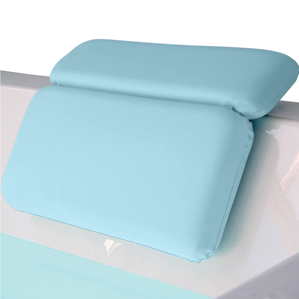 Gorilla Grip Bath Pillow for Tub, Comfortable Bathtub Pillows for Neck Head and Back Support, Strong Suction Waterproof Headrest, Cushion Rest for Curved or Straight Tubs, Spa Accessories, Sapphire