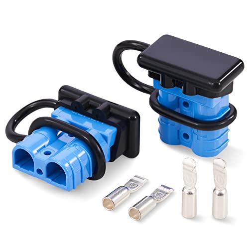 Orion Motor Tech Wire Connector 2 Pack, 50A Wire Harness Plug Kit for 6 to 12 Gauge Cables, 12V to 36V Battery Quick Connect Disconnect Set for Car Bike ATV Winches Lifts Motors More, Set of 2, Blue