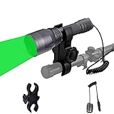 WINDFIRE S10 300 Yards 650 Lumen 3pcs Green LED Hunting Tactical Flashlight Long Range Hog Predator Varmint Green Hunting Gear Kit with Scope Mount, Pressure Switch, Rechargeable Battery and Charger