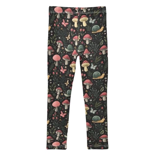 Girls Leggings Soft Toddler Ankle Length Bottoms Mushroom Snails Butterfly Kids Dance Yoga Pants 4-10 Years2