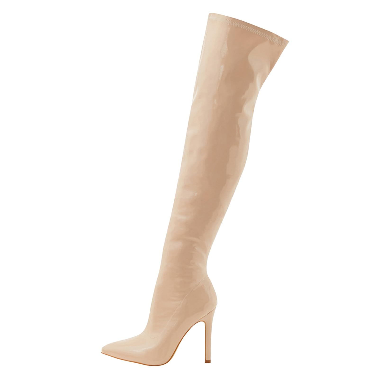 Bottes pointues genou en cuir laqué doux, l'excellence du style - 8
