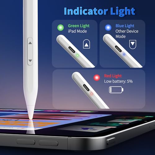 Image of IPad Pencil for iOS & Android Touch Screens, New Designed 10 Mins Fast Charge Stylus Pen for Apple iPad Pro, Air, Mini, (Palm Rejection Only for iPad) iWatch, iPhone, Samsung, Tablet All Devices