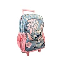 mybagstory - Stitch – Sac à roulettes Fille 48x30x19,5 cm – Trolley Scolaire 3 Compartiments zippés avec Poches Filet – Poignée télescopique et roulettes – Primaire