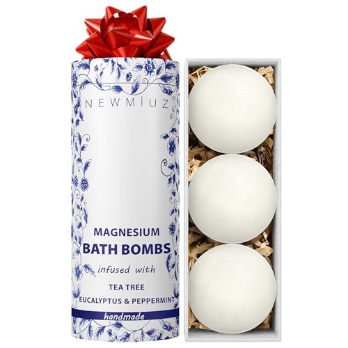 Magnesium Bubble Bath Bombs Long Lasting Foaming Sore Muscles Recovery Tea Tree Relaxing Stress Relief Calming Self Care Spa Gift for Birthday Christmas