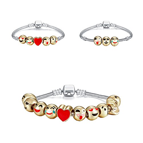 Genji Expression Charms Bracelet 18K Gold Plated With 10 Pieces Enamel Expression Faces