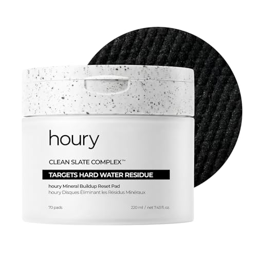 houry Exfoliating Toner Pads for Face - Gentle Korean Skincare for Hard Water Buildup, Pores & Rough Texture, Charcoal Fabric with Phytic Acid, 70 Count
