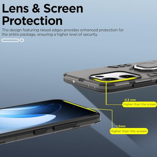 Image of Pikkme Back Cover for Oppo Reno 13 5G | 360 Protection | Ring Holder | Kickstand | Tough Armor Case (Black)