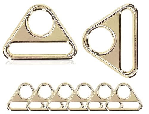 KAPSING 6 Stück Metallring Gold Triangel D Ringe Dreieck D Ringe 25mm Gürtelschnalle Nähen Zubehör Taschenzubehör für Handtasche Rucksackgurte
