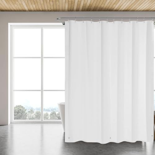 TIKABC White PEVA Shower Curtain, 72x72 inches with Grommets