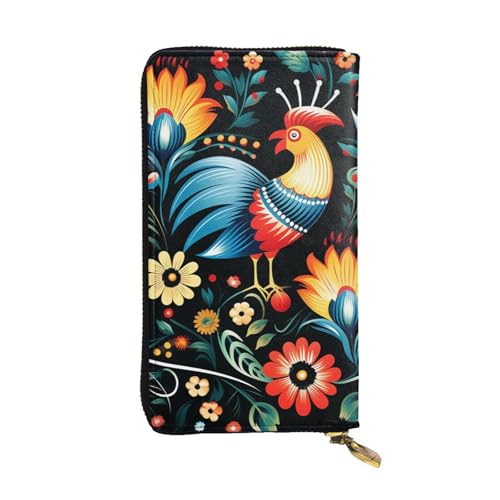 Portefeuille pour femme grande capacité en cuir à motif folklore polonais