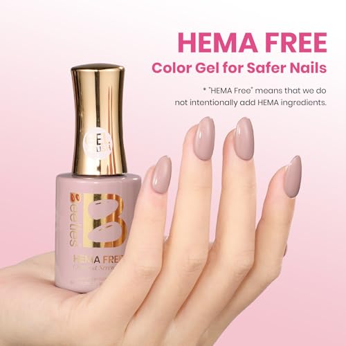 Image of Beetles Nude Pink Gel Polish - Chestnu Serenade 15ML Full Size /0.51Fl Oz, HEMA-Free Pink Nude Gel Polish, Soak Off UV LED Lamp Fall Nails Art, Manicure Salon DIY French Nails