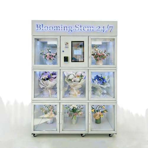 Flower Vending Machine for Florist Shops Self Service Floral Bouquet Vending Machine with Remote Management System & Cooling Function, Multiple Payment Automated Flower Dispenser for Retail Business