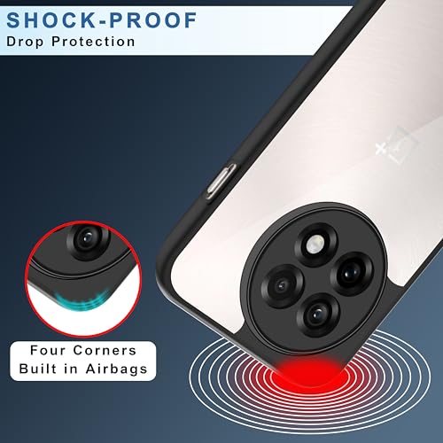 Image of CEDO Backcover for OnePlus 13R (5G) | Camera Protection Bump Shockproof Edge | Ultra Hybrid Transparent Acrylic Clear TPU+PC Hard Backcase Cover (Black)
