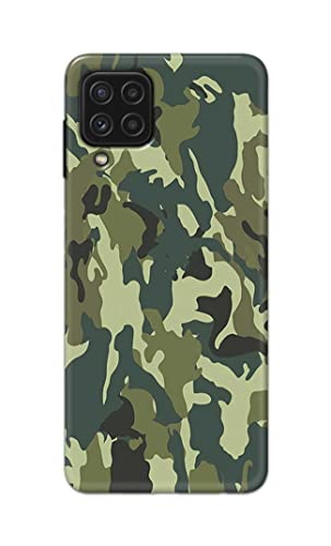 Image of Printed Hard Back Cover Case for Samsung Galaxy A22 4G Back Cover (Green Army Camouflage) -1803