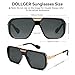 Square Aviaor Sunglasses for Men Fashion Trendy Gold Metal Frame Punk Retro Cool Gold Black Shades