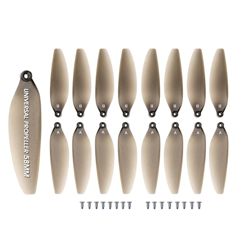 mcokoe Universal 58mm/2.28In Drone Propellers for E88、E25、K911、S115、S119、A17、S132、F167、X28、X26、L106 Models - Replacement Drone Accessories with Stable and Low-Noise Operation 16-Pack (Gray)