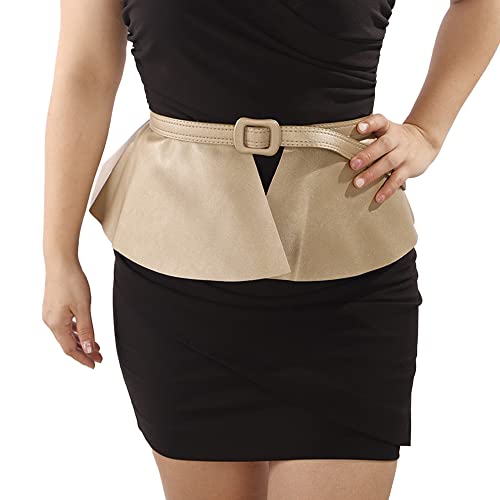 Jumwrit Pu Leather Waist Belt Fashion Dress Belt for Women Adjustable Skirt Belt with Buckle Elegant Wrap Wide Cinch for Dress Solid Color Corset Belt Waistband(Style 1)